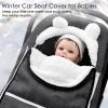 Winter Carseat Cover for Baby Girl Boy, Super Warm & Windproof Protect Baby from Cold Weather, Plush Fleece Infant Car Seat Canopy, Black view 2