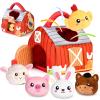 Baby Toys 0-6 6-12 Months, Plush Big Red Barn with Farm Animals, Soft Sensory Toys with Crinkle, Rattles for 0-3-6-9-12 Month Newborn Infant, Christmas Easter Birthday Gifts for Baby Boys Girls view 1