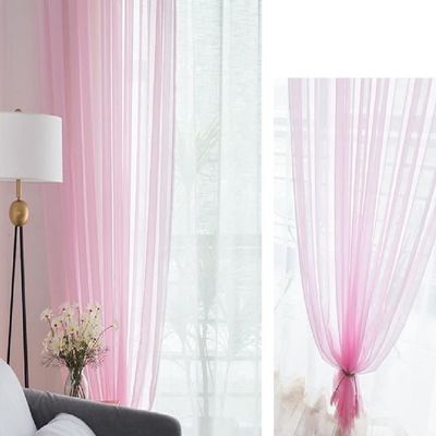 HooHero Pink Simple Dolly Solid Color Luxury 50 Wide Sheer Curtains Living Room Home Decoration
