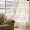 HooHero White Simple White Feather Embroidery Luxury 50 Wide Sheer Curtains Living Room Home Decoration view 4