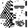 Lewtemi Race Car Number 4 Piata Small Checkered Race Car Birthday Party Decoration Black and White Racing Piata with Stick Confetti Eye Mask for Celebration 15.3 x 10.6 x 2.8 Inch view 1