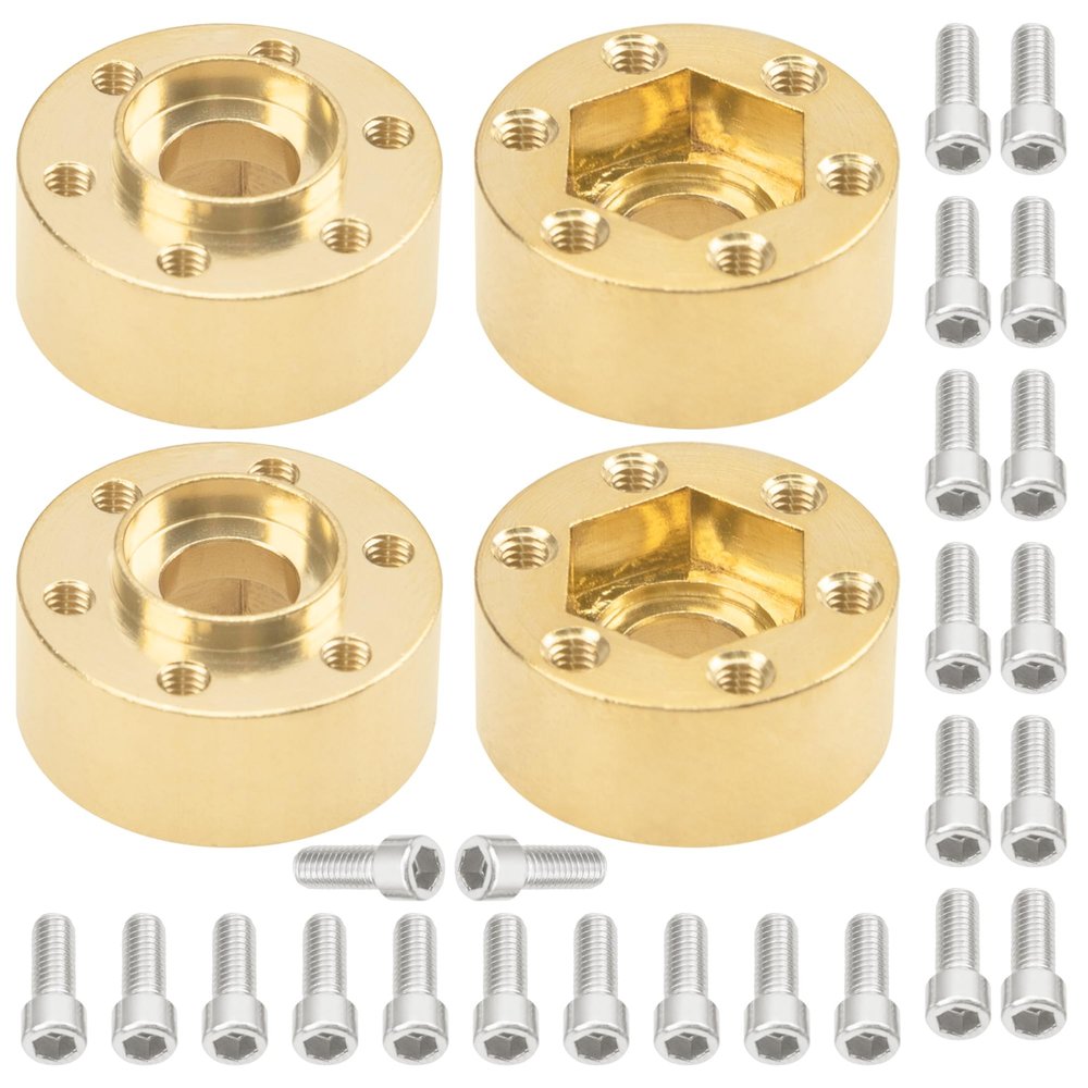 Vgoohobby RC Brass Weights 12mm Hex Hub Extended Adapters for 1.9/2.2inch Beadlock Wheel Rim Compatible with Axial SCX10 90046 Redcat TRX4 Gen7 D90 CC01 1/10 RC Crawler (Yellow,9mm)