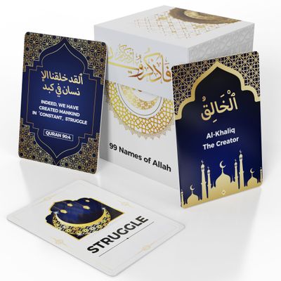 30 Days of Barakah Islamic Affirmation Cards & 99 Names of Allah Deck Dual Language Quranic Verses, Spiritual Cards for Encouragin & Learning Gift for Meditation, Ramadan, Eid, Daily Inspiration