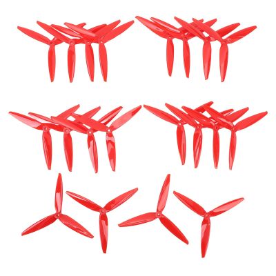 10 Pairs 7040 3 Blade Propeller Polycarbonate Lightweight Replacement Blade Propeller for 7inch 8inch FPV Drone (Red)