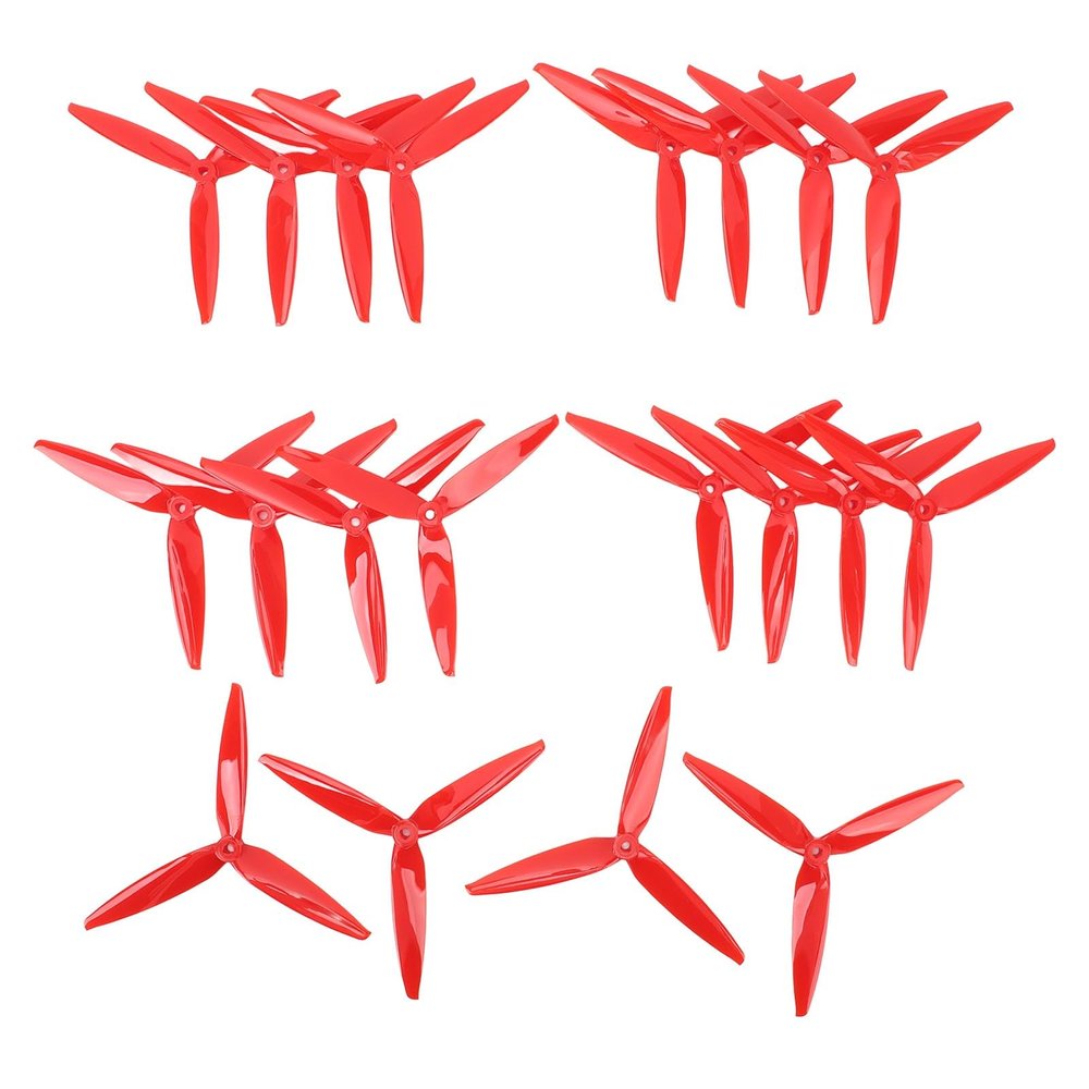 10 Pairs 7040 3 Blade Propeller Polycarbonate Lightweight Replacement Blade Propeller for 7inch 8inch FPV Drone (Red)