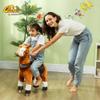 Qaba Ride on Horse, Walking Horse Toy, Kids Plush Riding Horse, Pony with Wheels & Neighing Sound for 3-5 Years Old up to 132 Pounds, Brown view 2