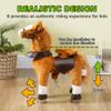 Qaba Ride on Horse, Walking Horse Toy, Kids Plush Riding Horse, Pony with Wheels & Neighing Sound for 3-5 Years Old up to 132 Pounds, Brown view 3
