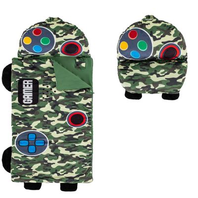 Boys Nap Buddies Gamer Preschool Nap Mat, Toddler Sleeping Bag with Pillow for Daycare, Ages 3+