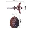 3D Printed Crystal Dragon Surprise in Eggs, Articulated Winged Dragon Fidget Toy for Birthday Gift (Black & Red) view 3