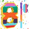 Adecortalk Rainbow Number 8 Pinata Rainbow Pinata with Bat Stick Blindfold for Kids 8th Birthday Party Supplies Fiesta Centerpieces Anniversary Celebrations (16.1 x 10.6 x 3.2 Inches) view 1