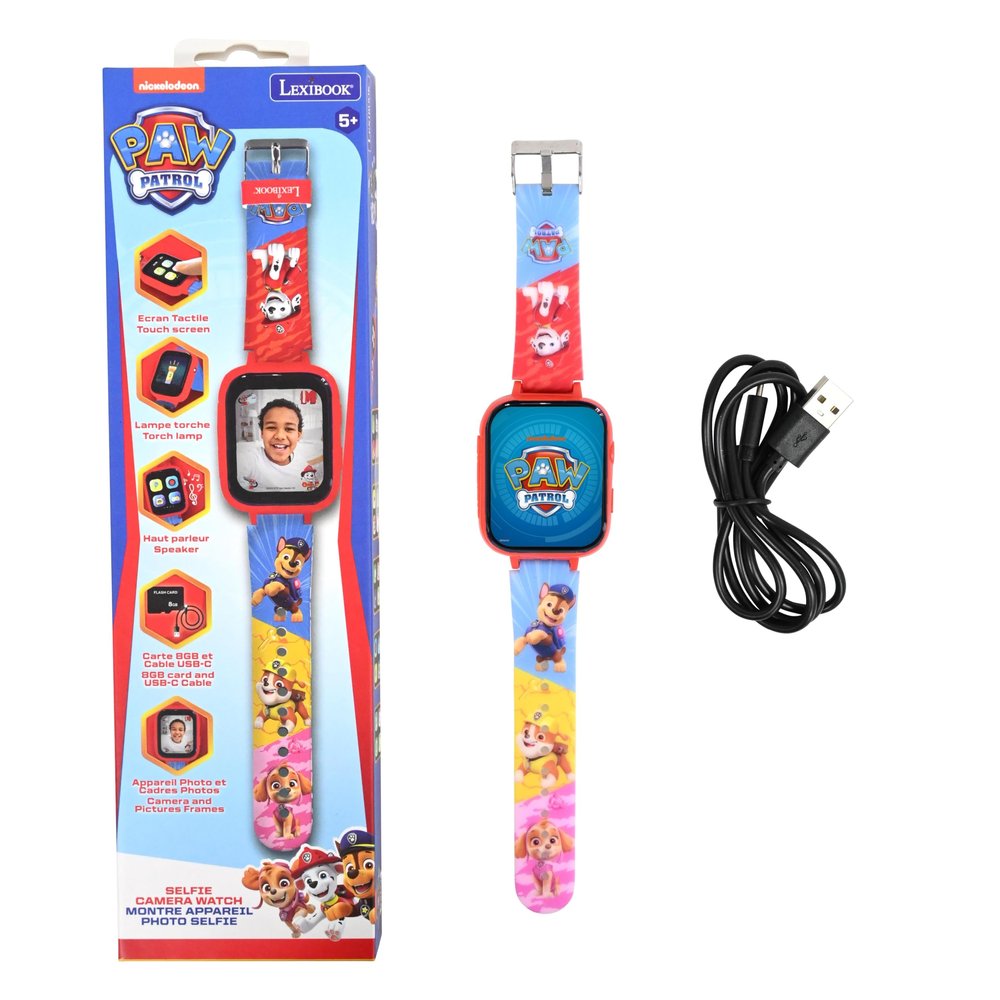 Lexibook, Paw Patrol, Selfie Watch, HD Touchscreen, 720p Camera, MP3 Player, Built-in Speaker, Dictaphone, Pedometer, 5 Sets (DMW070PA)