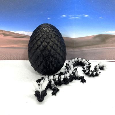 Glow in The Dark Crystal Dragon with Dragon Egg, 3D Printed Glow in The Dark Black and White Crystal Dragon, Fidget Dragon Toy, Executive Office Home Decor GD004