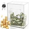 Acrylic Piggy Bank, Clear Money Saving Box with Key, Adults & Kids Savings Jar view 1