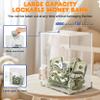 Acrylic Piggy Bank, Clear Money Saving Box with Key, Adults & Kids Savings Jar view 3