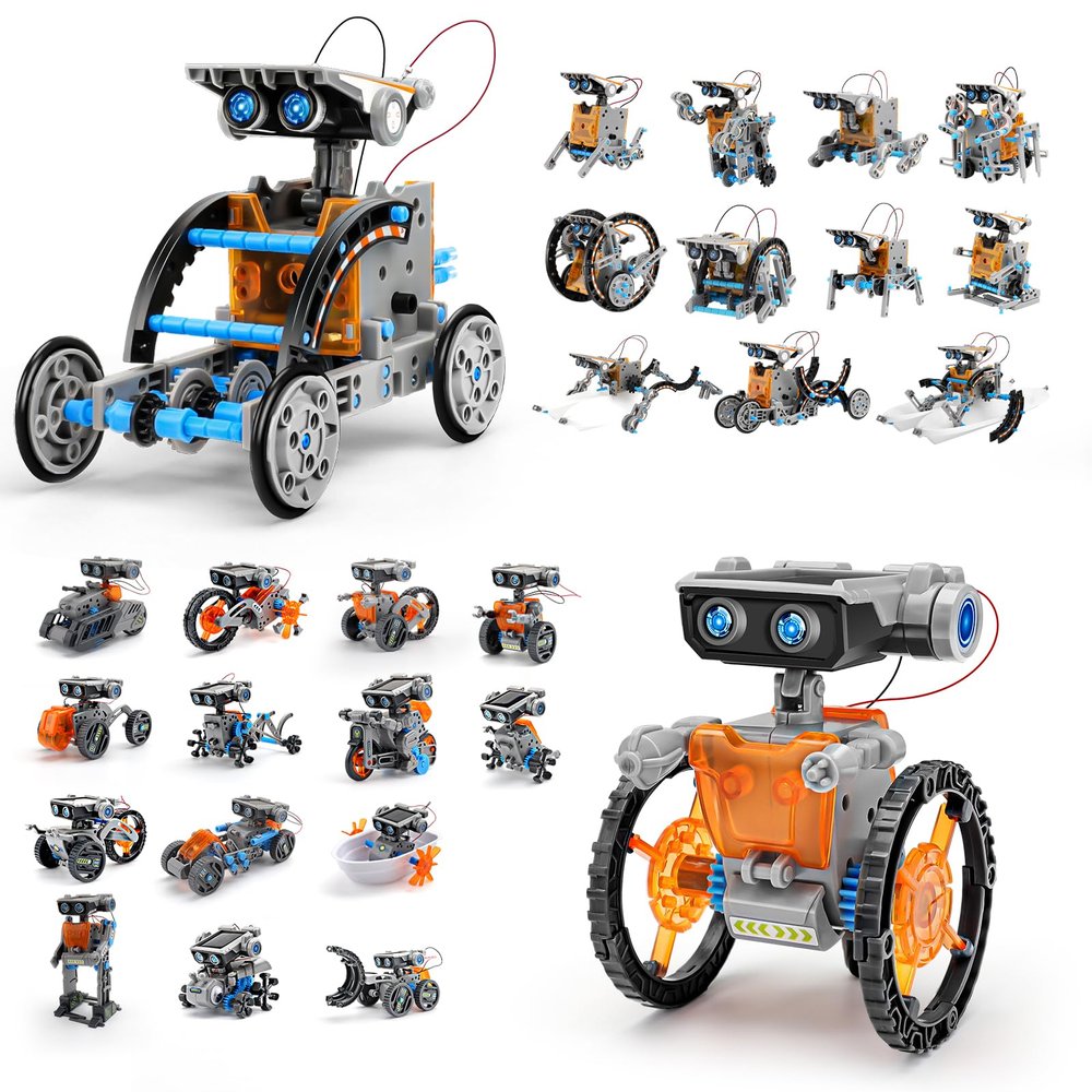 Bundle - 2 Items: Sillbird STEM 15-in-1 and 12-in-1 Solar Robots Education Toys for Boys Age 8-13