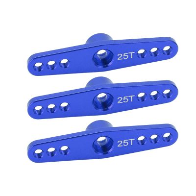 3Pcs 25T Aluminum Oy RC Servo Arm Horn Upgrade Part for 1/10 Remote Control Car Red Type Metal Servo Arm Horn (Blue)