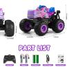 DYODYORC Remote Control Car, 2.4Ghz All Terrain Monster Truck, RC Truck with Music, 3 Lighting Effects, 360 Stunt Capable, 2 Batteries Ready to Run, Toy Gifts for Boys and Girls (Pink) view 2