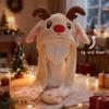 Jwqqwdza Cute Christma Reindeer Hat with Moving Ears, Plush Flap Hat with Paw, Jumping Beating Cap for Boys Girls Gift (Cute Reindeer) view 2