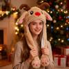 Jwqqwdza Cute Christma Reindeer Hat with Moving Ears, Plush Flap Hat with Paw, Jumping Beating Cap for Boys Girls Gift (Cute Reindeer) view 3