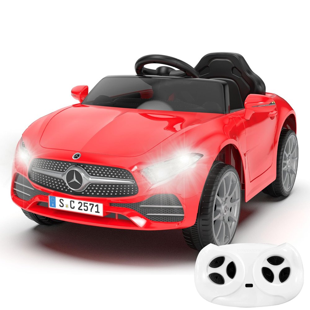 12V Kids Ride On Car with 2.4G Remote Control,Battery Powered Electric Car Ride On Vehicle Double Doors, Safety Belt,LED Light (SC-Red)