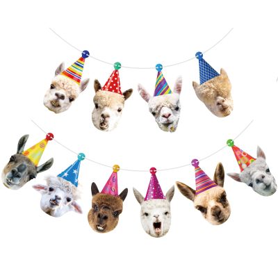 Hooqict Llama Birthday Banner Garland Funny Happy Birthday Decorations Party Banner for Kids Adults Animal Birthday Party Decorations Supplies