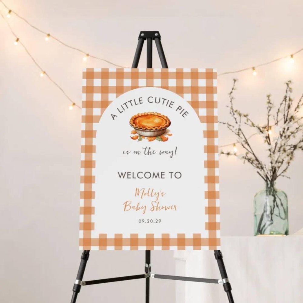 A Little Cutie Pie Is On The Way Baby Shower Welcome Sign Fall Poster/Canvas Thanksgiving Welcome Baby Shower Sign Pumpkin Baby Shower Decorations Custom Welcome Sign For Baby Girls Baby Boys