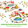 110PCS Wooden Train Set - Toy Magnetic Trains with Wooden Track Set for Kids Ages 3-8, City Scene Railway Set, Perfect Christmas Birthday Gift for Grandkids Toddlers Boys Girls view 2