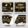 10PCS Happy New Year Tablecloth, Disposable Black Gold NYE Party Tablecloth Decorations, Rectangular Plastic Table Cover NYE Theme Party Supplies for Decorations, 108 x 54 view 3