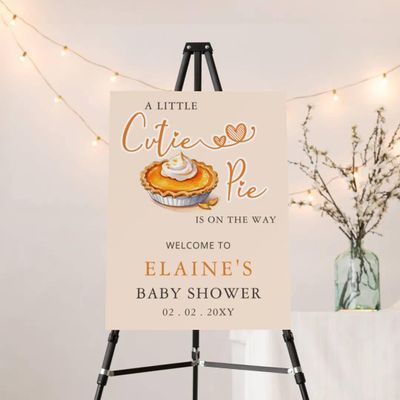 A Little Cutie Pie Is On The Way Baby Shower Welcome Sign Thanksgiving Poster/Canvas Fall Welcome Baby Shower Sign Pumpkin Baby Shower Decorations Custom Welcome Sign For Baby Girls Baby Boys