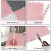 18 Pcs Plush Foam Floor Mat, Square Interlocking Carpet Tiles with Border Fluffy Play Mat Floor Tiles(White) view 4