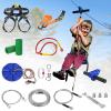 CTSC Zipline for Kids and Adult, Zip line Kits for Backyard with Stainless Steel Spring Brake, Cable Tensioning Kit, Safety Harness, 2 Tree Protectors and Full Set of Zip line Accessories view 1
