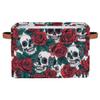 HSYOYO Skulls And Roses Storage Basket with Handles Collapsible Storage Bins Rectangular Toy Storage Organizer Box Fabric Shelf Baskets for Nursery Bedroom Bathroom 1PC view 1