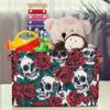 HSYOYO Skulls And Roses Storage Basket with Handles Collapsible Storage Bins Rectangular Toy Storage Organizer Box Fabric Shelf Baskets for Nursery Bedroom Bathroom 1PC view 3