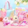 NINAOR Plush Interactive Bunny Toys for Kids with Tote Bags,Stuffed Robot Pet Rabbit with Leash Hopping Wiggle Ears Pretend Play,Realistic Cute Fidget Toys for Toddler Stocking Stuffers Birthday Gifts view 2
