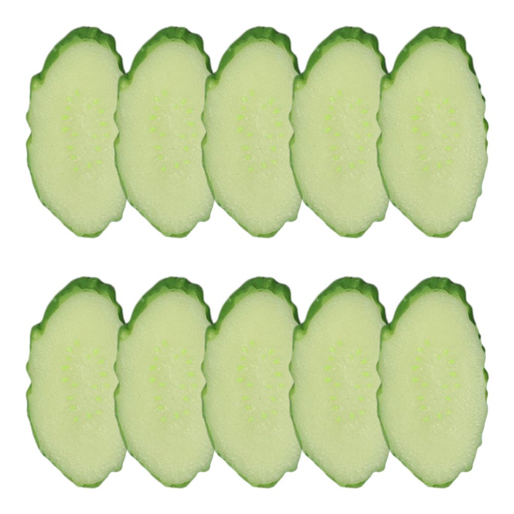 Uitndvyte 10PCS Fake Cucumber Slices Simulation Food Model Green Cucumber Slices Photo Tool Simulation Food Model
