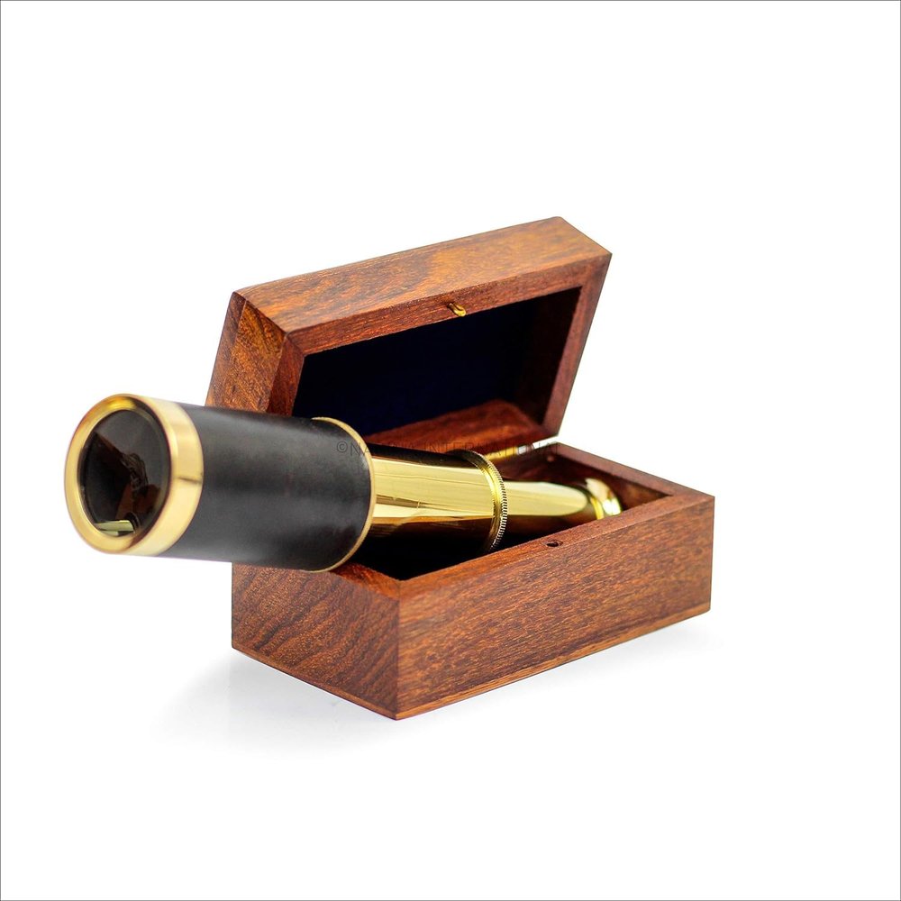 Beautiful Handcrafted Handheld Brass Telescope with Rosewood Box