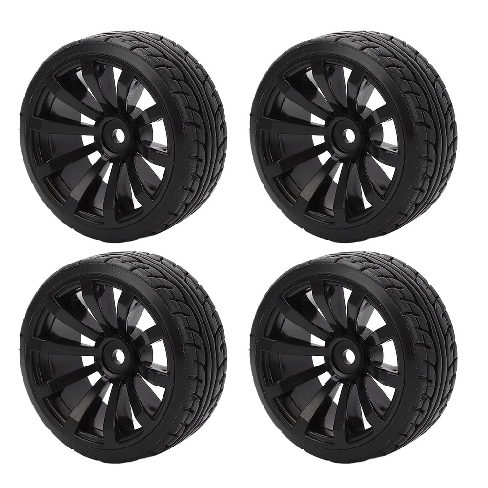 4PCS 1/10 Drift Car Tires Hard Tyre, Smooth Effect Rubber RC Wheels and Tires for TT02 On Road Drifting Car