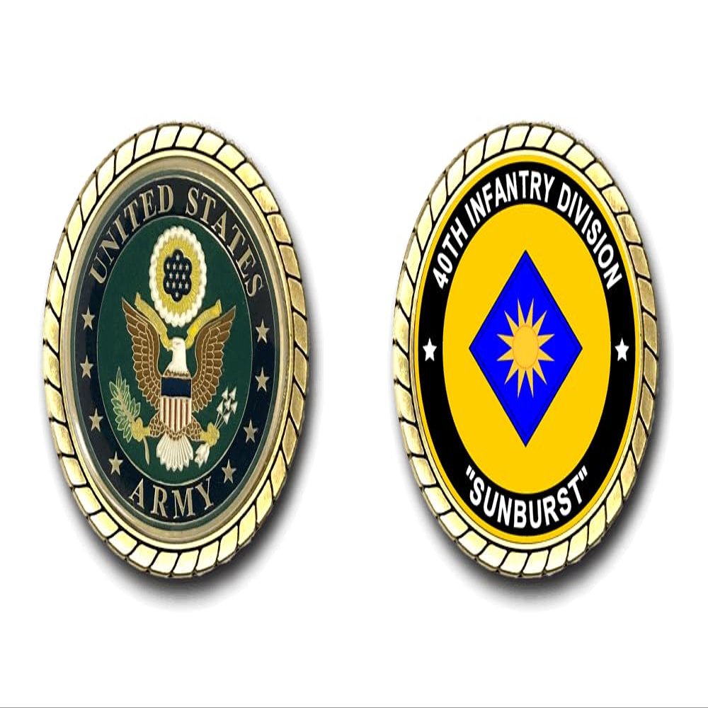 Military Productions US Army 40th Infantry Division Sunburst Challenge Coin