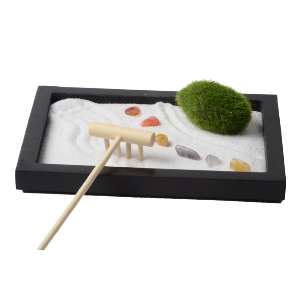 VICASKY Simulated Moss Zen Garden Table Decoration Meditation Sandbox for Home Office