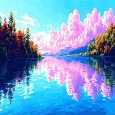 Clouds Lake Paint by Numbers Kit for Adults, Paint by Numbers Kit for Adults Beginner, DIY Acrylic Watercolor Oil Paint by Number, Canvas Painting Kits for Gifts Home Wall Decor 8x16 inch R-10628