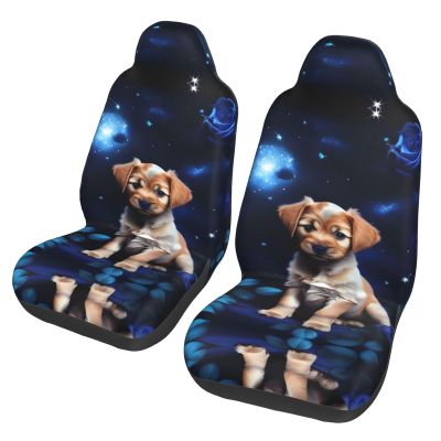 WZYCWBCar Seat Protectors, Car Seat Covers (2 Pack), Protect Sedan, SUV, Truck, Van, Bus, Ferry Seats Cleaning Puppy Blue Rose Pattern
