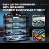 Display Case Compatible with Hot Wheels Garage & Matchbox Cars with LED Light 1/64 Scale Diecast Toy Cars Storage Case 5 Level Holds Max 75 Cars Storage Case for Hot Wheels Garage Gifts for Collector view 4
