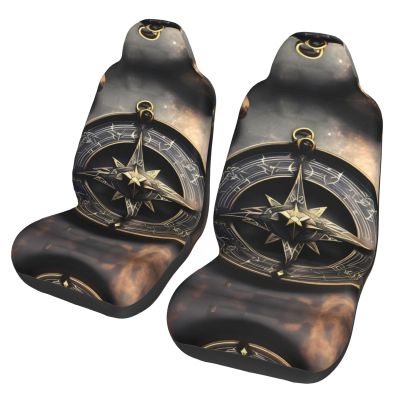 WZYCWBCar Seat Protectors, Car Seat Covers (2 Pack), Protect Sedan, SUV, Truck, Van, Bus, Ferry Seats Cleaning Magical Design Norse Runes Compass Pattern