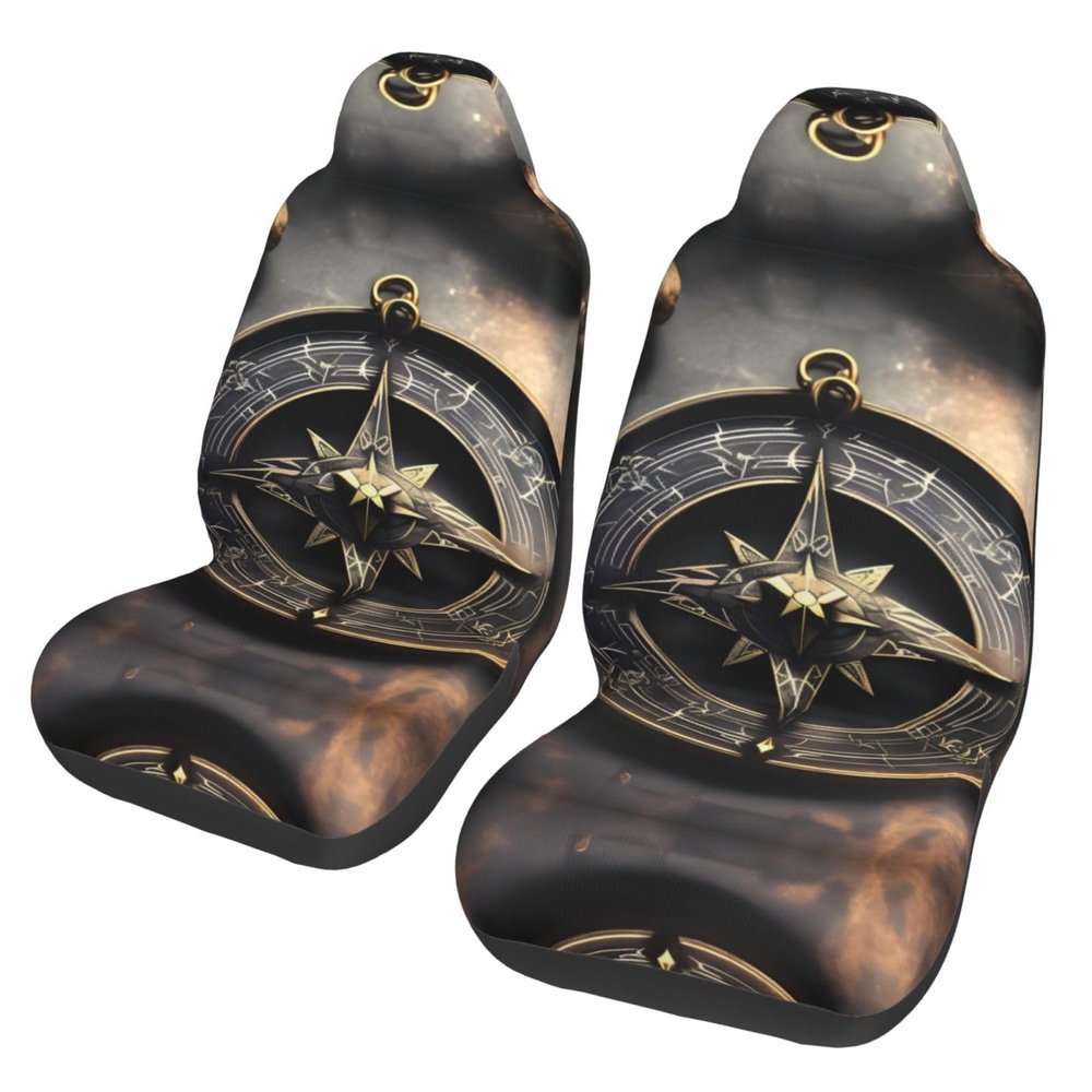 WZYCWBCar Seat Protectors, Car Seat Covers (2 Pack), Protect Sedan, SUV, Truck, Van, Bus, Ferry Seats Cleaning Magical Design Norse Runes Compass Pattern