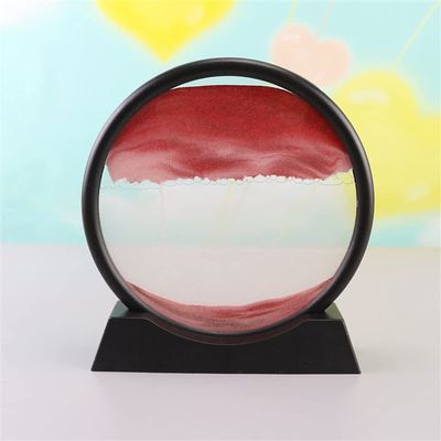 12 Inch Moving Sand Art Photo Round Glass 3D Deep Sea Sand Landscape Motion Display Sand Frame (Color: H) (F)