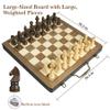 18.5" Wooden Chess Set with Handle,Chess Sets for Adults Kids Portable Folding Board Games with 4.5" King 2 Extra Queens,Handmade Weighted Large Pieces with Storage Slots view 2