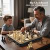 18.5" Wooden Chess Set with Handle,Chess Sets for Adults Kids Portable Folding Board Games with 4.5" King 2 Extra Queens,Handmade Weighted Large Pieces with Storage Slots view 3
