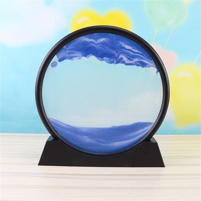 12 Inch Moving Sand Art Photo Round Glass 3D Deep Sea Sand Landscape Motion Display Sand Frame (Color : H) (D)