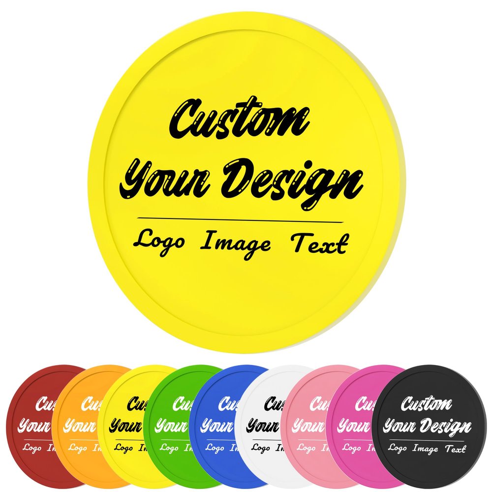 100 Pack Custom Poker Chips, Personalized Your Own Logo/ Image/Text on Chip, Double Sided Full Color Print Custom Drink Chips, Good for Casino Night, Bar Drink Token and Bachelor Party (Yellow)