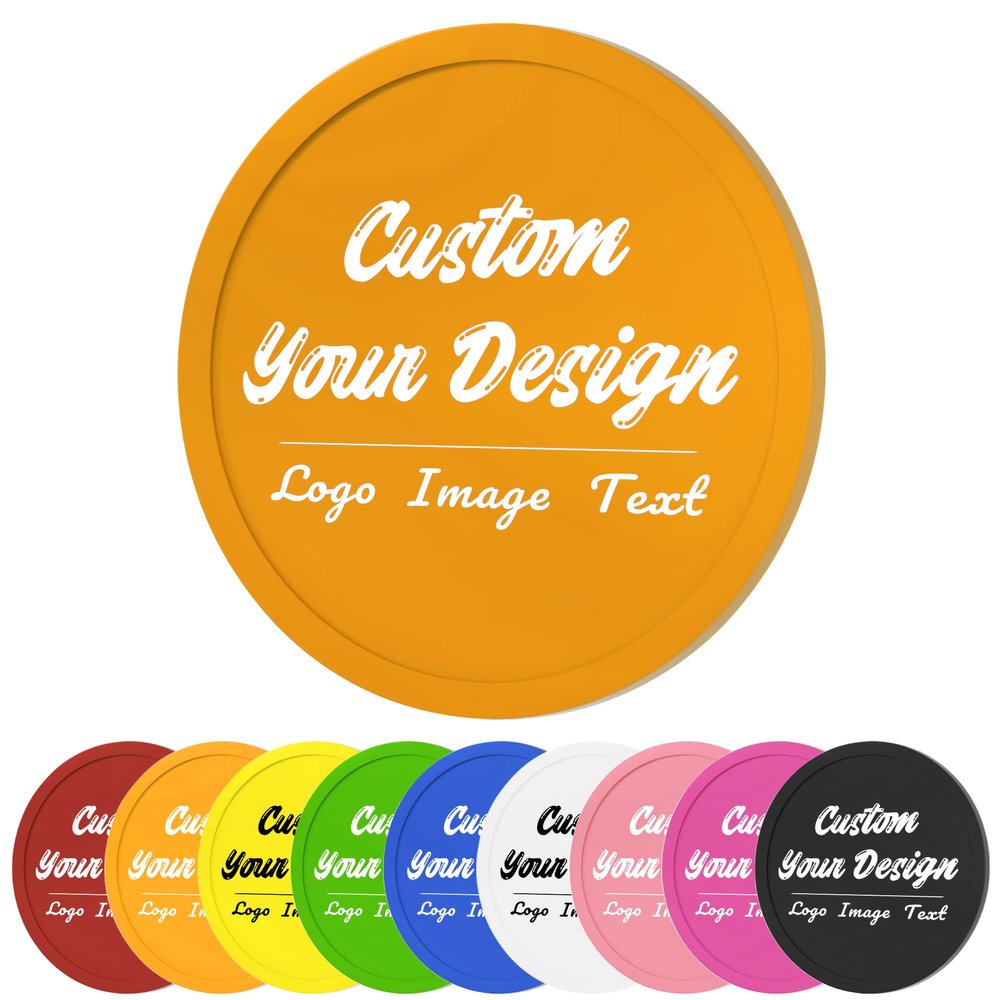 100 Pack Custom Poker Chips, Personalized Your Own Logo/ Image/Text on Chip, Double Sided Full Color Print Custom Drink Chips, Good for Casino Night, Bar Drink Token and Bachelor Party (Orange)
